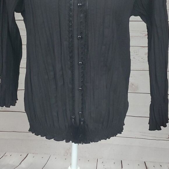 Harve Benard, Black Button up w/ tassel tie front - Picture 5 of 12
